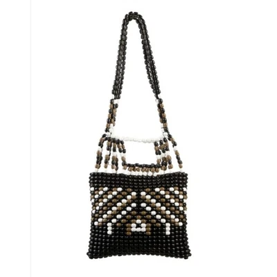 Maje Wooden Beaded Shoulder Bag NWT Black Brown White  - Image 1 of 4