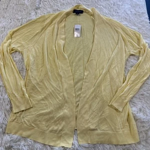 Ann Taylor womens NWT L open front cardigan yellow light knit - Picture 1 of 9