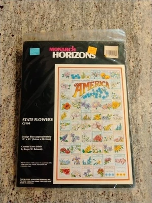 1989 Monarch Horizons Cross Stitch Kit - State Flowers - CS108 - Image 1 of 3