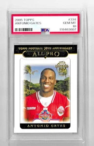 2005 TOPPS FOOTBALL CARD #334 HOF ANTONIO GATES PSA 10 LOW POP SAN DIEGO CHARGER - Picture 1 of 5