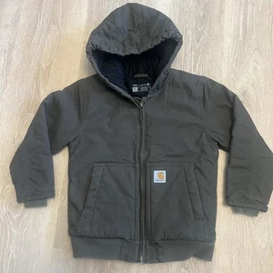 Carhartt Boys' Canvas Insulated Hooded Active Jacket (S 7-8) OJ8545-B Olive - Picture 1 of 13