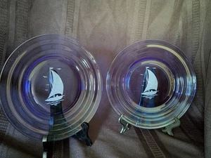 2 - Placas de deportista velero Hazel Atlas azul cobalto de 8" - Imagen 1 de 8