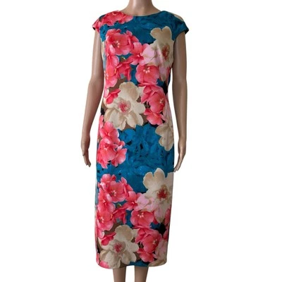 Maggy London Floral Scuba Midi Sheath Dress Size 10 - Image 1 of 4