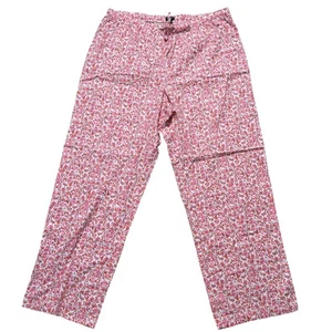 Gap Body Women's Pink Floral 100% Cotton Poplin Pajama Pants Loungewear Size L - Picture 1 of 11