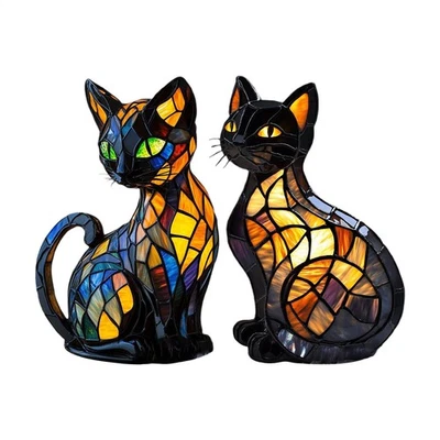 Animal Table Lamp Cat Statue Kids Night Light Novelty Lamp Resin Home