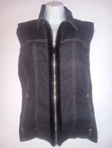 Koret Womens Vintage Black Denim Vest Size Large USA 1990s - Picture 1 of 3