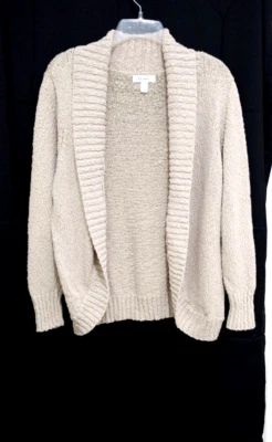 Suéter Cárdigan Abierto Dressbarn SUAVE 100% ALGODÓN PLUS 2X Beige Marrón Cuello Redondo Foto 1 de 4