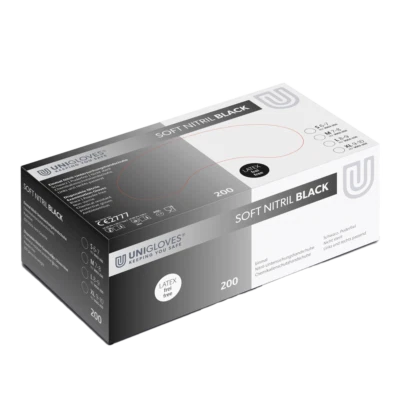 Einmalhandschuhe Soft Nitril Black S-XL Puderfrei Schwarz Unigloves 200stk