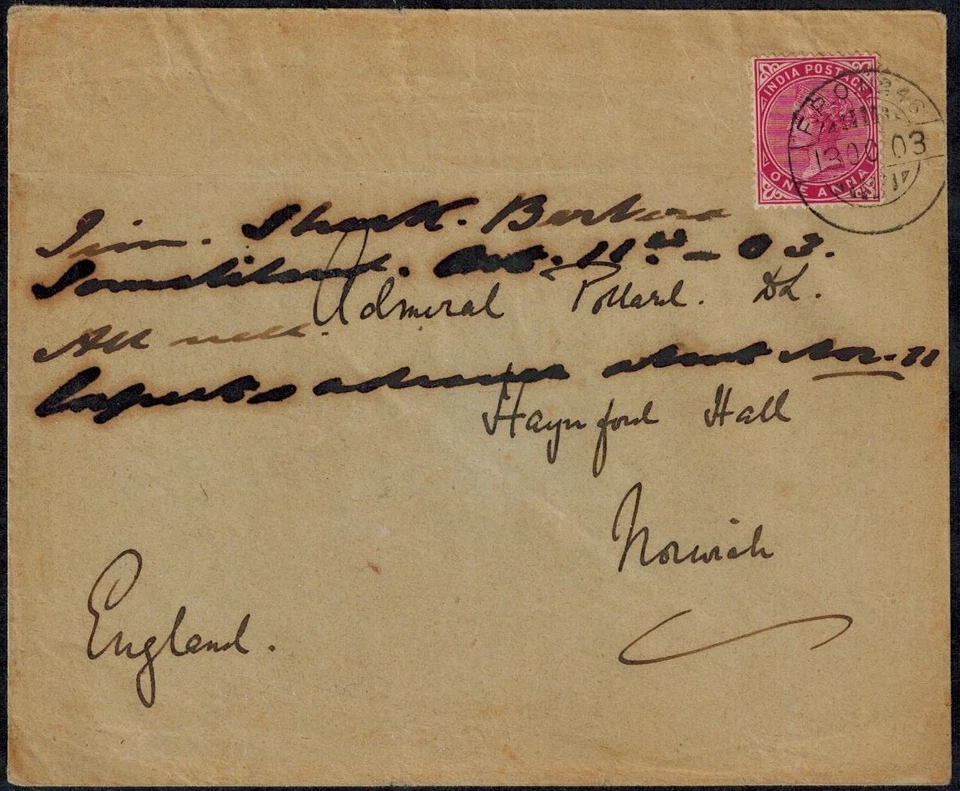 British Somaliland 1903 Military Expedition Cover w/ F.P.O. No 46 & ADEN Transit - Image 1 of 4