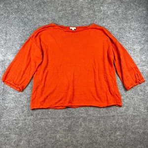 Eileen Fisher Leinenpullover Damen XL orange Strick leichter kastiger Pullover - Bild 1 von 7