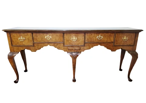VINTAGE Queen Anne ENGLISH Style Carved Walnut SIDEBOARD Server BAKER FURNITURE Cover