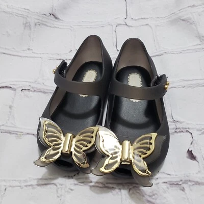 Mini Melissa Butterfly Mary Jane Flats Ultra Girl Infant Girl 5 Black Gold - Image 1 of 4