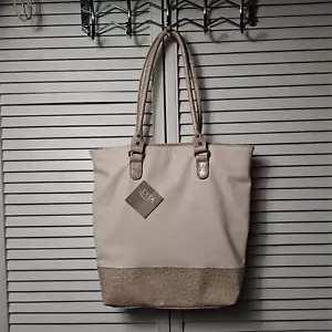 ULTA Beauty Beige Faux Gator Tote Large Shoulder Handbag 12"x 4"x 13" 10" Drop - Picture 1 of 10