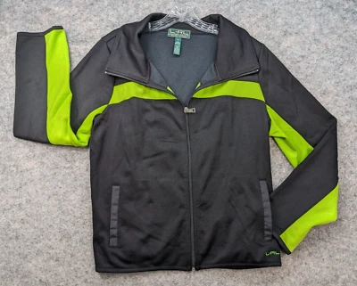 Chaqueta Ralph Lauren Active para mujer XL negra amarilla bloque de color cremallera completa Preppy Foto 1 de 4