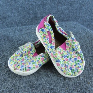 TOMS Girls Slip-On Size T 4 Medium Shoes Pink Fabric Hook & Loop - Picture 1 of 7