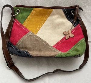Relic Patchwork Canvas Shoulder Bag Adjustable Strap Charm Small Stain Y2K 90s - Picture 1 of 6