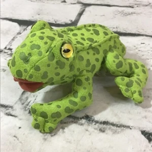 Folkmanis Plush Mini Frog Finger Puppet Green Spotted Toad Pretend Play - Picture 1 of 8