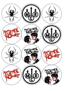 12 MCR My Chemical Romance papel comestible, tapas de galletas cupcake ELIGE TU TALLA - Imagen 1 de 6
