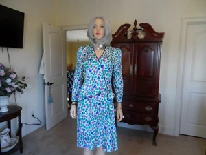 Carolina Herrera Ivory Multi Print 100% Silk Front Bow Sheath Dress Size 6 - Picture 1 of 12