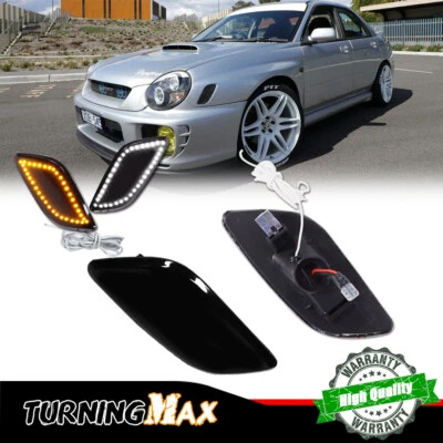 Luces de señalización laterales LED delanteras negras para 02-03 Subaru Impreza RS / TS / WRX Foto 1 de 4