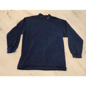 Nike Mens Blue 100% Cotton Turtle Neck Long Sleeve Pullover Tee Shirt Size Large - Picture 1 of 10