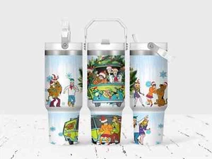 Mystery Machine Christmas 30 Oz Flip Straw Tumbler With Handle - Picture 1 of 4