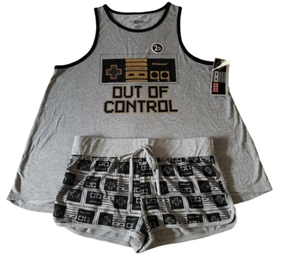 Official Nintendo NES "Out of Control" 2-Piece Tank Top and Shorts! Adult Small - Image 1 of 2