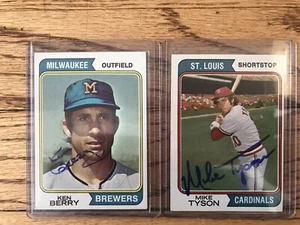 1974 Topps Baseball Signed Autograph lot of  2 Ken Berry Mike Tyson - Picture 1 of 4