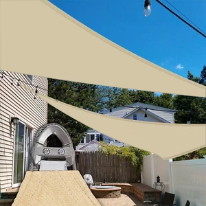 Outdoor Sun Shade Sail Cover Patio Awning Garden Pool Triangle Beige 16/17/18 FT - Picture 1 of 12