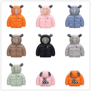 Toddler Baby Boys Girls Winter Coat Little Bear Hooded Padded Jacket Outwear - Picture 1 of 21