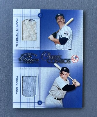 Camiseta deportiva Donruss Classics 2003 usada en el juego doble reliquia/25 Thurman Munson Yogi Berra Foto 1 de 3