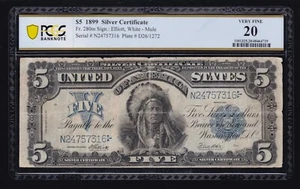 US 1899 $5 Chief Silver Certificate Note Elliott-White FR 280m PCGS 20 VF (316) - Picture 1 of 2
