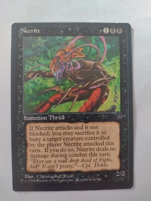 MTG Magic The Gathering Card Necrite Summon Thrull Black Fallen Empires Rus 1994 - Image 1 of 2