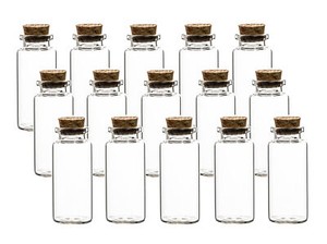 15er Set Glas Fläschchen mit Korken Flaschen Mini Reagenz Gläser Deko klein 30ml