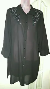 Gottex Black cover up evening shirt kaftan/beach dress Size Medium  - Picture 1 of 5