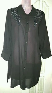 Gottex Black cover up evening shirt kaftan/beach dress Size Medium  - Picture 1 of 5