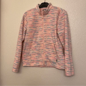 Eddie Bauer Girls full zip pink print Fleece Jacket M 10/12 - Picture 1 of 8