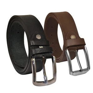 Auténtico Vaqueros Cinturón Hombre Mujer Hebilla Maciza Cuero Cinturón Negro Marrón 4 cm✅ - Imagen 1 de 5