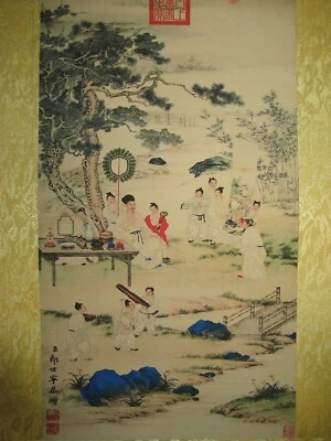 Old Chinese Antique painting scroll "Ba Jun Tu" on Rice paper By Lang Shining — 第 1/4 张图片