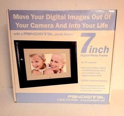 Pandigital 7" LCD Digital Photo Frame 128MB Interchangeable Frames NEW In Box - Image 1 of 4