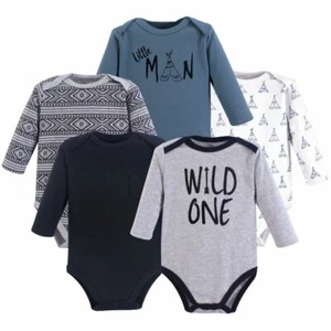 Yoga Sprout Long Sleeve Bodysuits, 5-Pack, Wild One - Picture 1 of 1