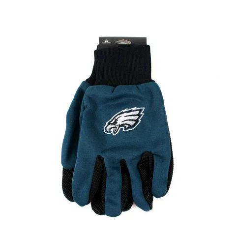 Philadelphia Eagles Utility Gloves - Green in the front w/Logo & Black Palm back Cover