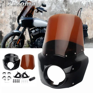 Carenado de faros + parabrisas de humo con bloques de extensión de faros para Dyna FXDL - Imagen 1 de 9