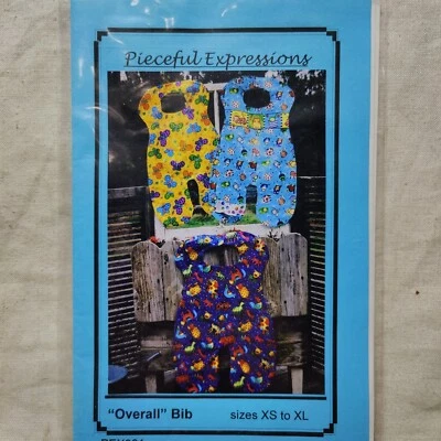 Overall Bib Full Apron Pieceful Expressions Size XS - XL Sewing Template Pattern - Image 1 of 4