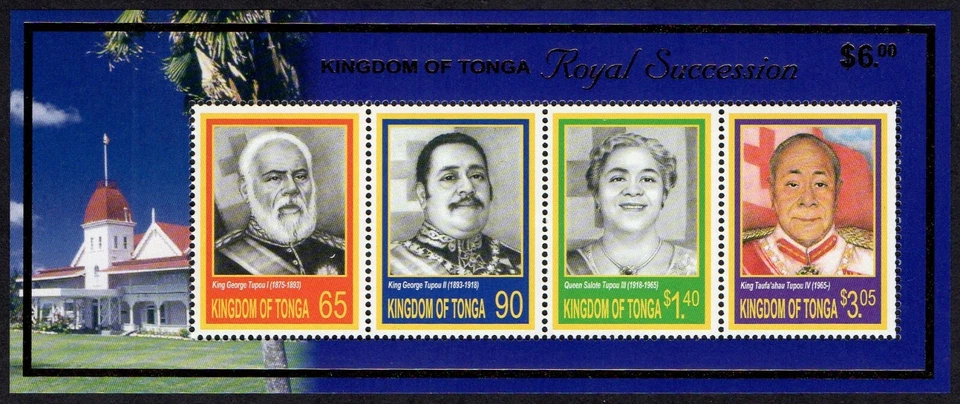 TONGA, SCOTT # 1138-1141 (1141A), SOUVENIR SHEET OF ROYALTY, KINGS & QUEEN, MNH - Image 1 of 1