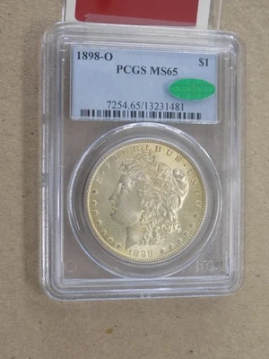 Серебряный Моргановский доллар 1898 O $1 PCGS MS65 CAC - Изображение 1 из 4