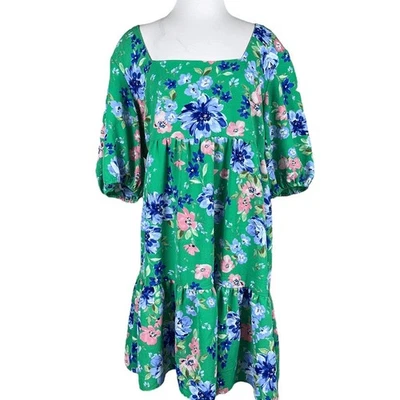Vestido Babydoll BCBG Paris para mujer talla XXL verde floral atado con volantes dobladillo Foto 1 de 4