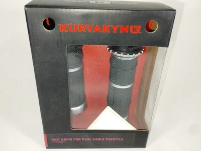 Kuryakyn Riot Grips For Dual Cable Throttle #3580 NEW 96' Up Silver Read Descrip Foto 1 de 4