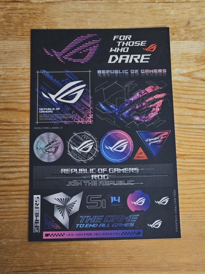 ASUS ROG Decal Sticker Sheet | Stickers Are Not Peeled (See Note) - Image 1 of 1