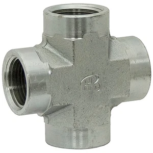 1/4" NPT Female Cross 5652-04-04-04-04 Adapter 9-5652-4-4-4-4 - Picture 1 of 2
